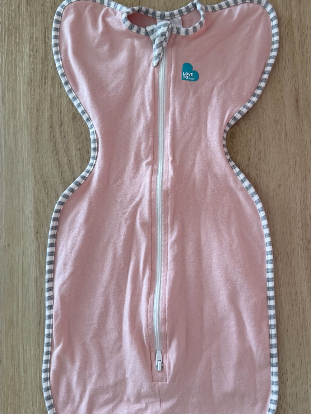 Love to dream Pink Swaddle Sleep Sack with Gray Trim